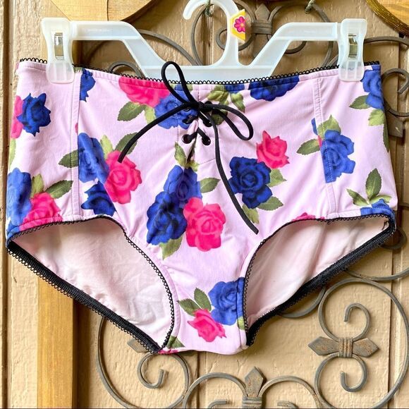 SEAFOLLY LOLA ROSE HIGH WAISTED LACE UP SIREN SWIM PANT 14 SORBET NWT - Picture 10 of 13